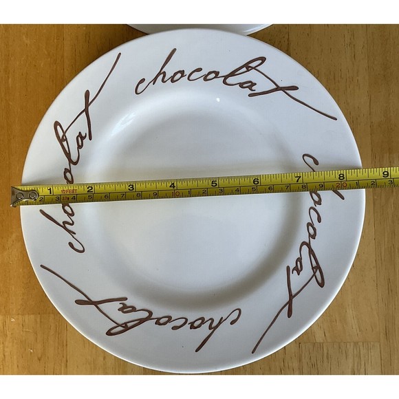 Crate & Barrel Dessert/Salad Plates “Chocolat” Set of 6 Plates 8.25” White NEW - Picture 5 of 6